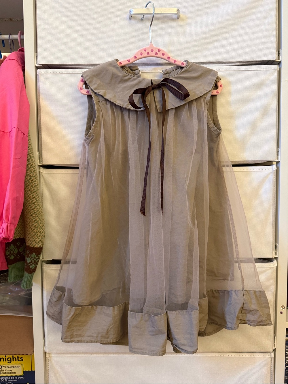 Toddler Girls' Taupe Bow-Front Sleeveless Dress 3T 100cm